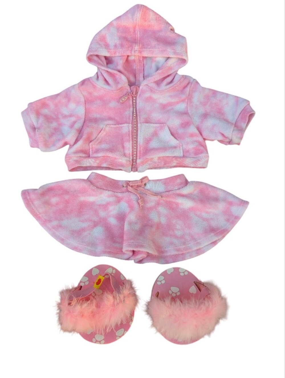 Build-a-Bear Y2K Pink & White Outfit W/ Fuzzy Sandals - BAB Not Included